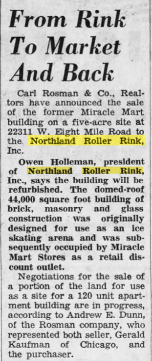 Northland Roller Rink - July 1967 Article (newer photo)